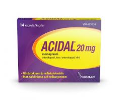 ACIDAL 20 mg enterokaps, kova 14 fol